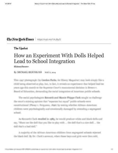 How an Experiment With Dolls Helped Lead to School Integration.